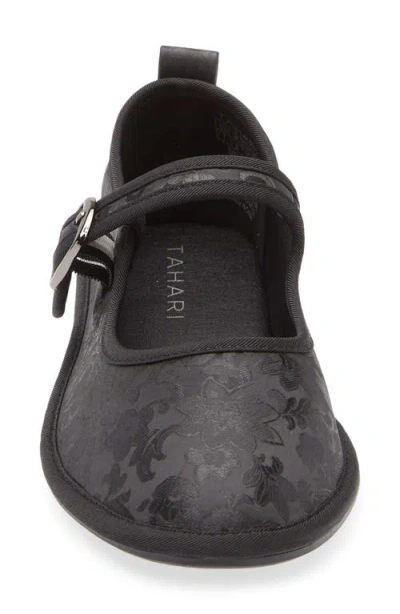 Tahari Jacquard Satin Mary Jane Flat In Black