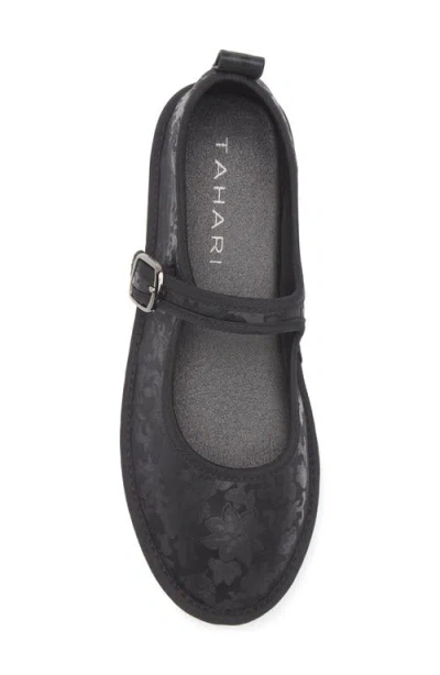 Tahari Jacquard Satin Mary Jane Flat In Black