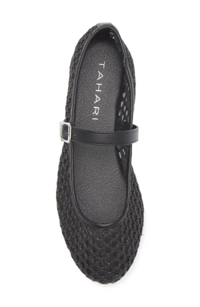 Tahari Open Weave Mary Jane Flat In Black