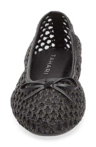 Tahari Coated Raffia Ballet Flat In Black