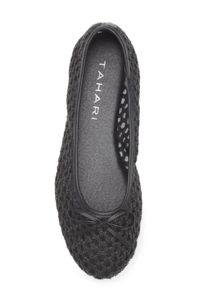 Tahari Coated Raffia Ballet Flat In Black