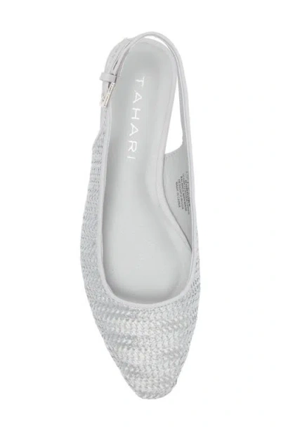 Tahari Faux Raffia Slingback Flat In Gray