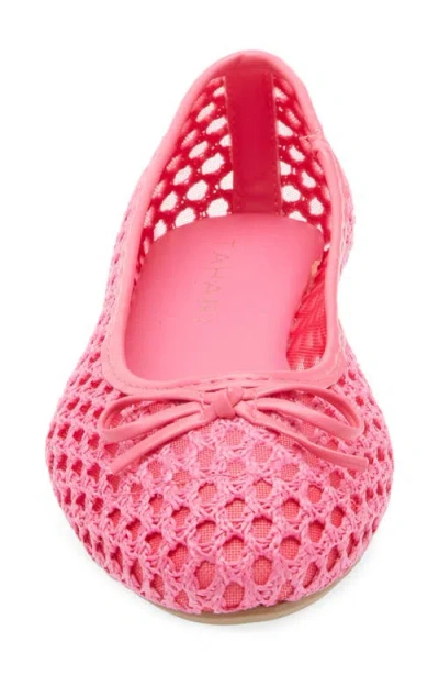 Tahari Coated Raffia Ballet Flat In Pink