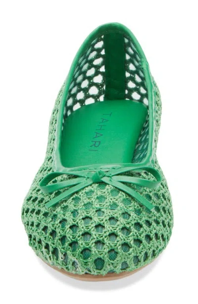 Tahari Coated Raffia Ballet Flat In Green