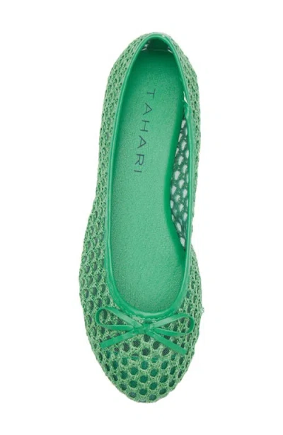 Tahari Coated Raffia Ballet Flat In Green