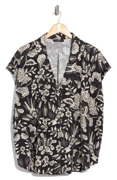 T Tahari Patterned Camp Shirt