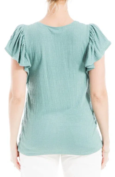 Max Studio Flutter Sleeve Jersey Crinkle Top