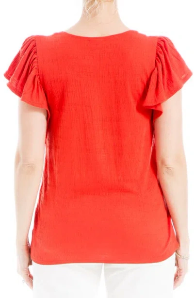 Max Studio Flutter Sleeve Jersey Crinkle Top