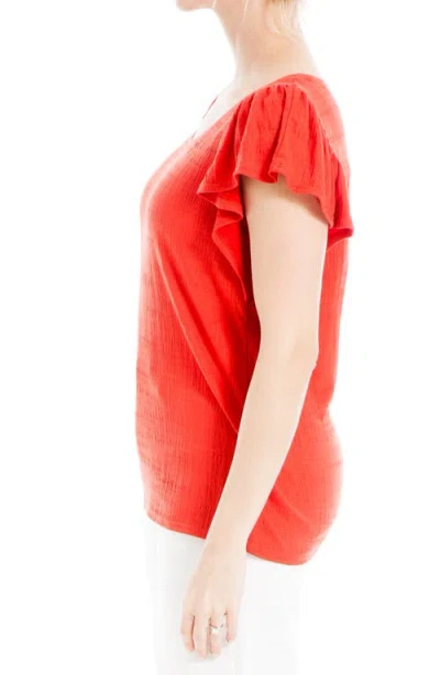 Max Studio Flutter Sleeve Jersey Crinkle Top