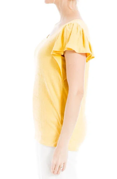 Max Studio Flutter Sleeve Jersey Crinkle Top In Yellow