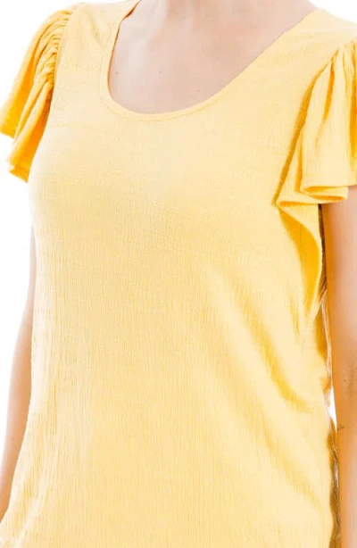Max Studio Flutter Sleeve Jersey Crinkle Top In Yellow