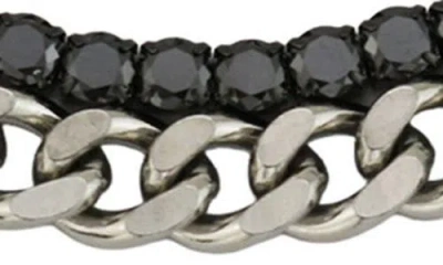 Rebl Cubic Zirconia & Curb Chain Layered Bracelet
