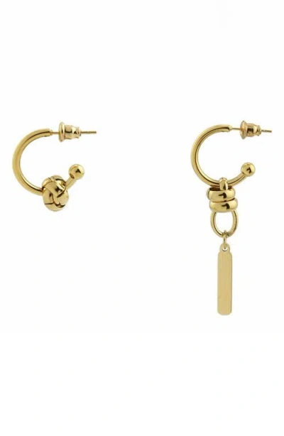 Rebl Spiral Mismatched Drop Hoop Earrings