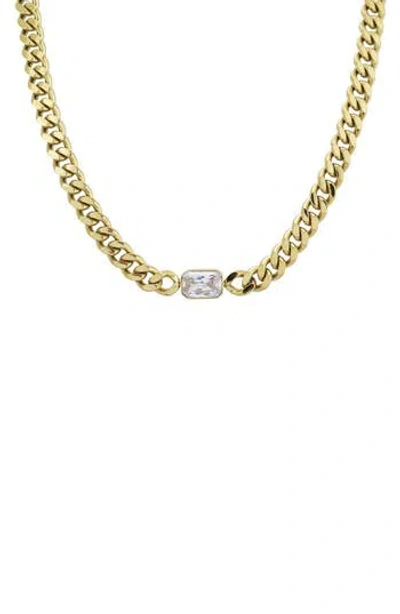 Rebl Cubic Zirconia Curb Chain Necklace