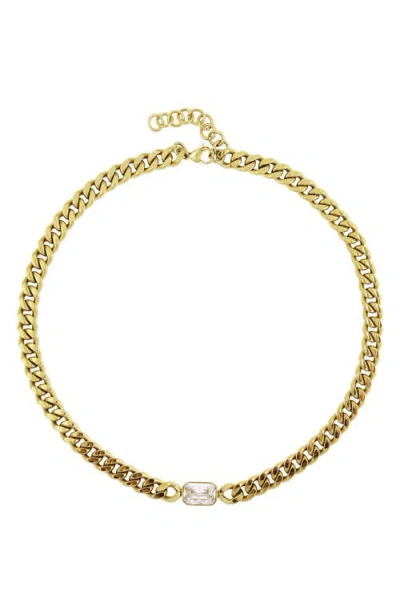 Rebl Cubic Zirconia Curb Chain Necklace