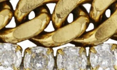 Rebl Cubic Zirconia & Curb Chain Layered Bracelet