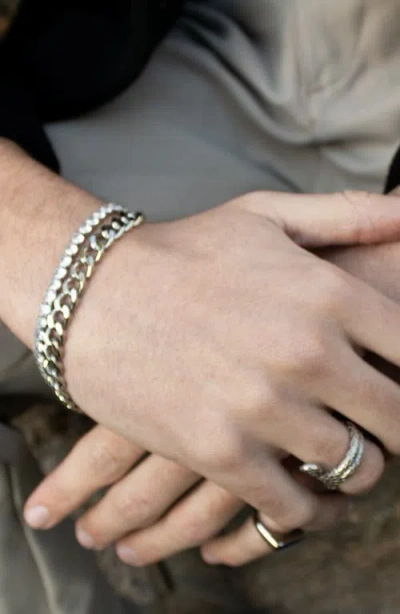 Rebl Cubic Zirconia & Curb Chain Layered Bracelet