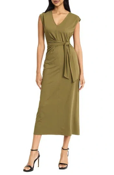 Donna Morgan Cap Sleeve Tie Waist Maxi Dress