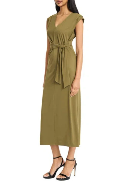 Donna Morgan Cap Sleeve Tie Waist Maxi Dress