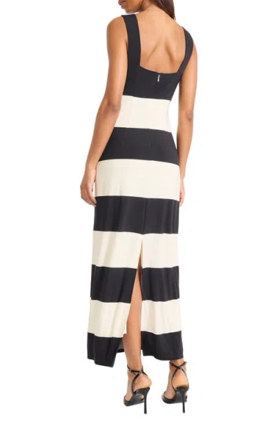 Donna Morgan Stripe Square Neck Maxi Dress In Black