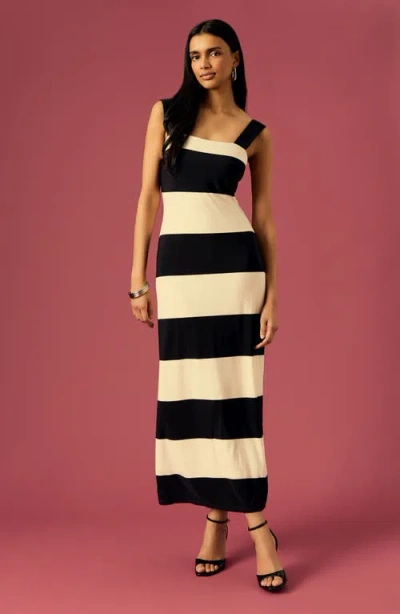 Donna Morgan Stripe Square Neck Maxi Dress In Black