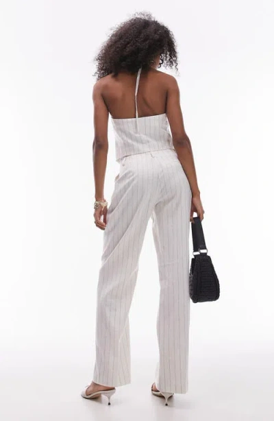 Topshop Pin Stripe Pleated Trousers In Multi