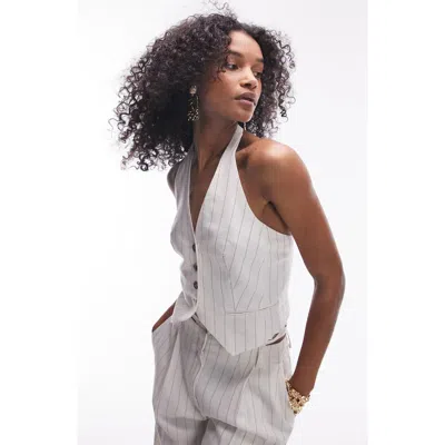 Topshop Halter Neck Waistcoat Vest In Metallic