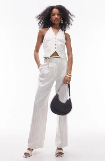 Topshop Halter Neck Waistcoat Vest In Metallic