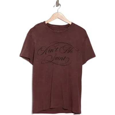 John Varvatos Ain't No Saint Slub Graphic Tee In Burgundy