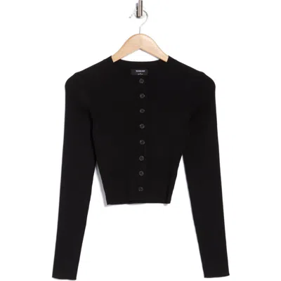 Blu Pepper Button Front Crop Cardigan In Black