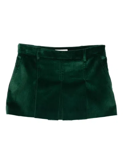 Miu Miu Pleated Corduroy Skirt In Green