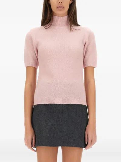 Apc Short-sleeve Mock-neck Jumper In Pink