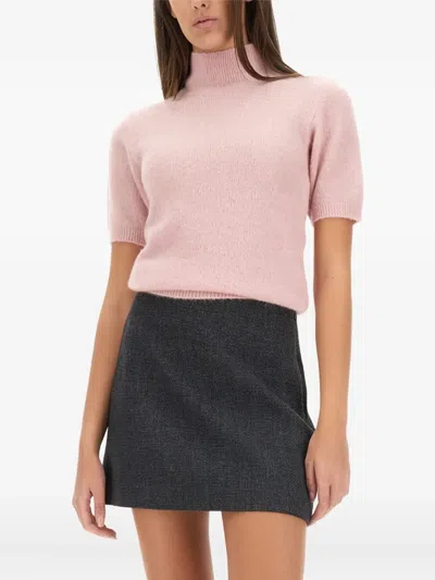 Apc Short-sleeve Mock-neck Jumper In Pink