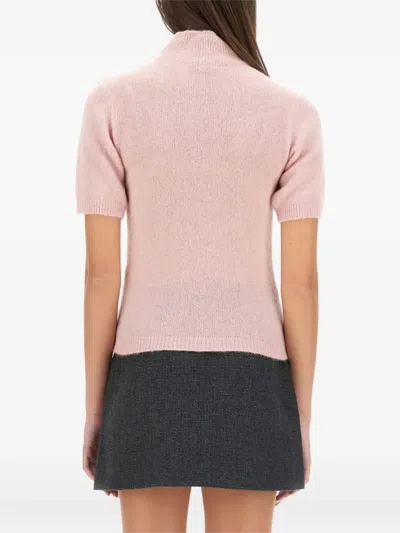 Apc Short-sleeve Mock-neck Jumper In Pink