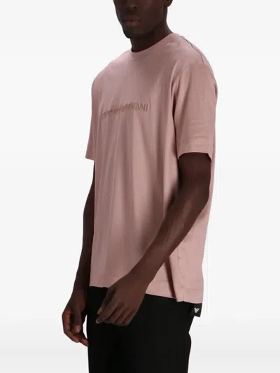 Emporio Armani T-shirt Aus Baumwollgemisch In Pink