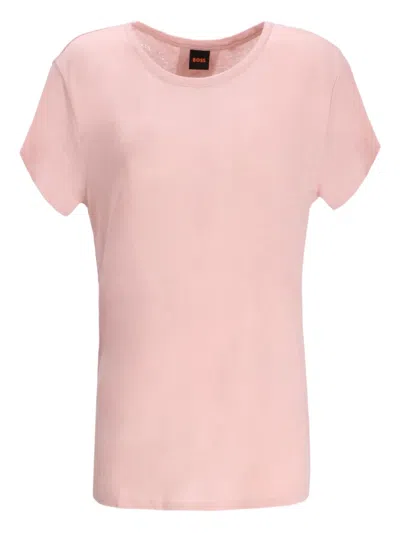Hugo Boss T-shirt Aus Leinen In Pink