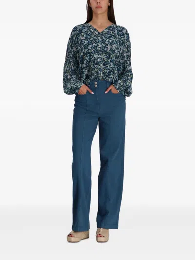 Hugo Boss Bluse Mit Abstraktem Print In Blue