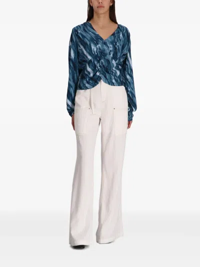Hugo Boss Bluse Mit Abstraktem Print In Blue
