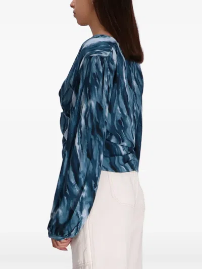 Hugo Boss Bluse Mit Abstraktem Print In Blue