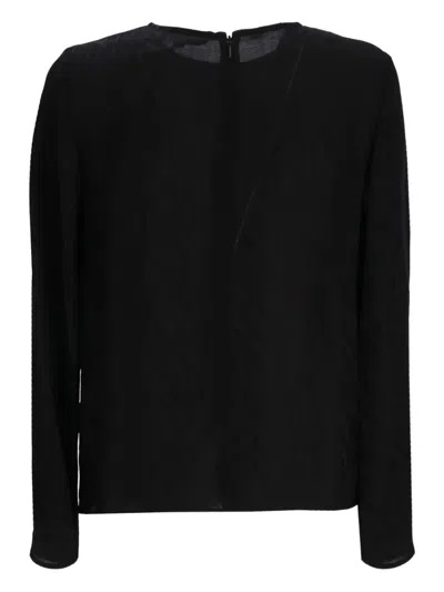 Armani Exchange Semi-transparente Bluse In Black