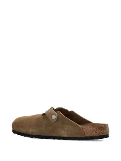 Birkenstock Boston Buckle Suede Mules In Brown