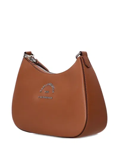 Karl Lagerfeld Logo Lettering Leather Shoulder Bag