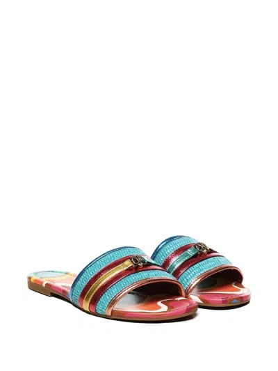 Kurt Geiger Rainbow-print Metallic-stripe Sandals In Multi