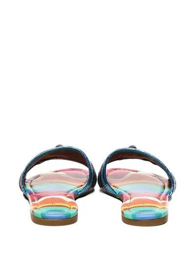 Kurt Geiger Rainbow-print Metallic-stripe Sandals In Multi