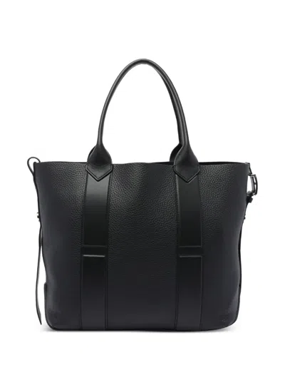 Hogan Script Medium Leather Tote Bag In Black