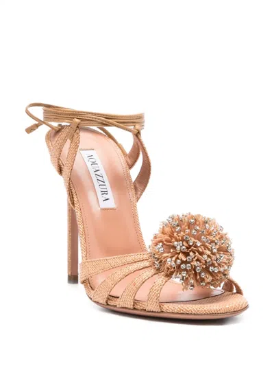 Aquazzura Movida Pompon-sandalen Mit Kristallen 110mm