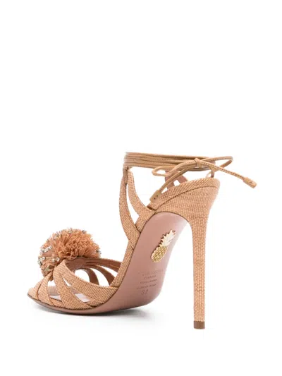 Aquazzura Movida Pompon-sandalen Mit Kristallen 110mm