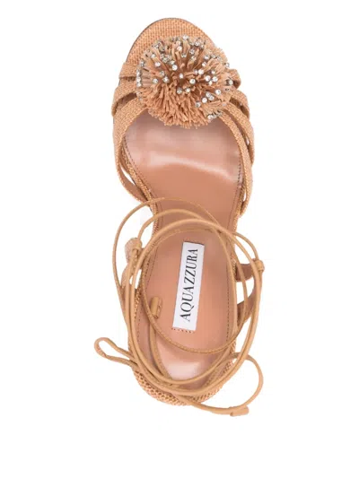 Aquazzura Movida Pompon-sandalen Mit Kristallen 110mm