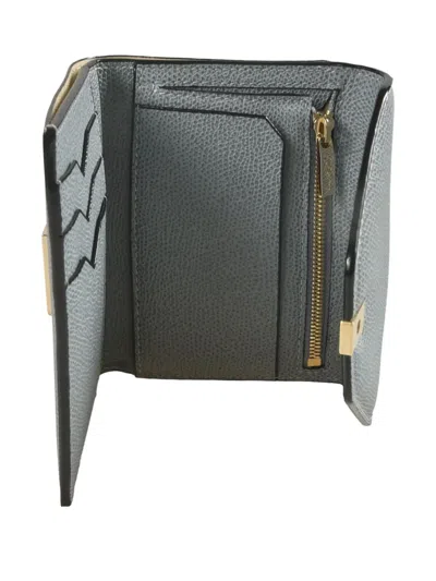 Valextra Iside Metallic-plaque Wallet In Gray