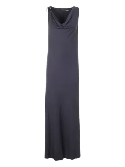 Ralph Lauren Cowl-neck Ring-detail Maxi Dress In Blue